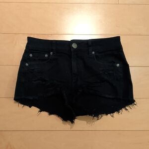 American Eagle Outfitters Distressed Black Jean Shorts, Size 2